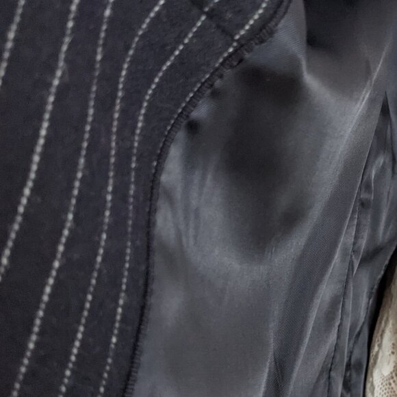 H&m navy blue stripped wool blend blazer jacket 8 us @x - Picture 4 of 10